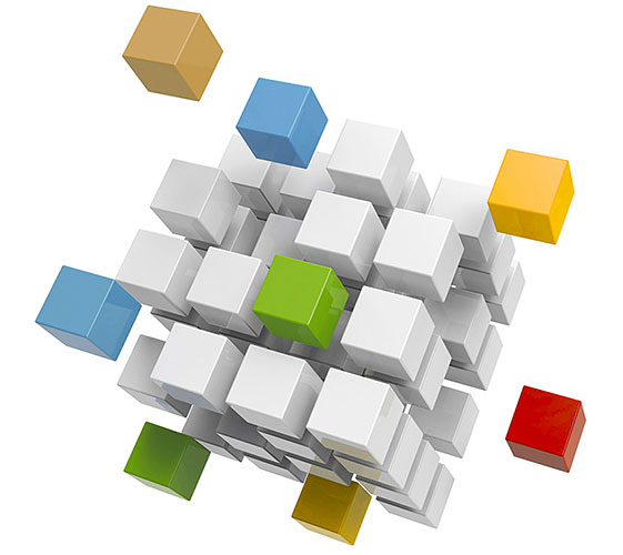 Image of a stack of cubes of varying colors