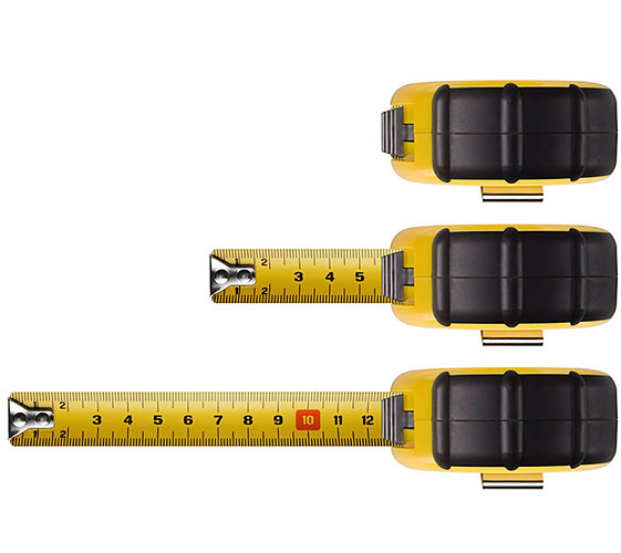 Image of three tape measurers at varying lengths