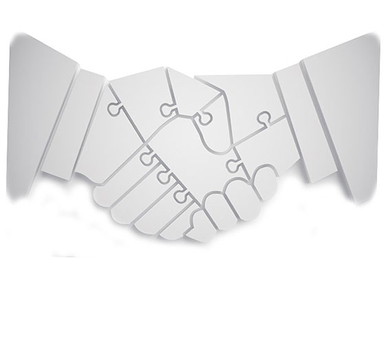 Image of two hands made of puzzle pieces shaking