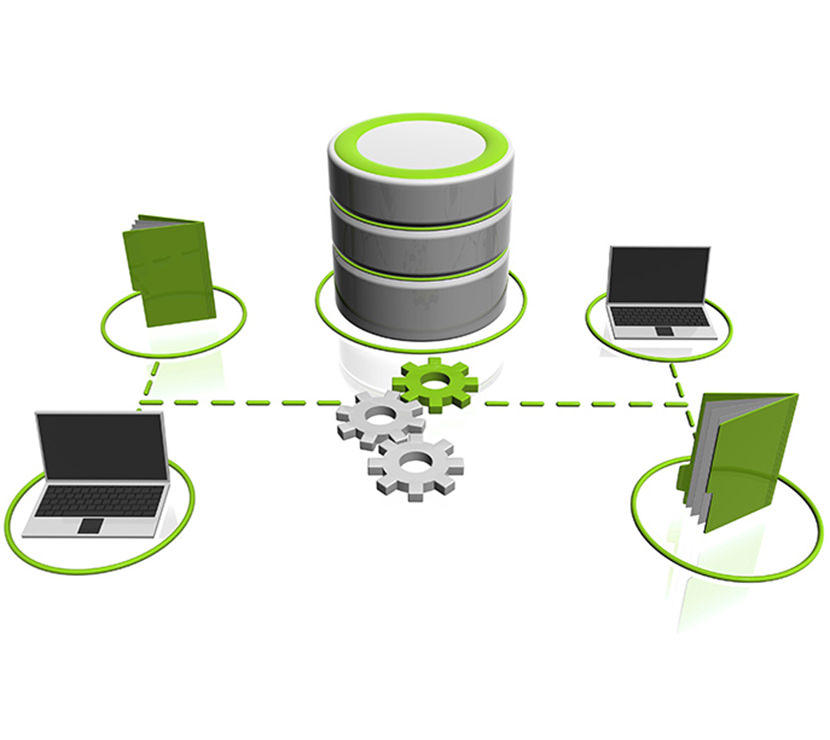 Image of lines connecting computers and folders