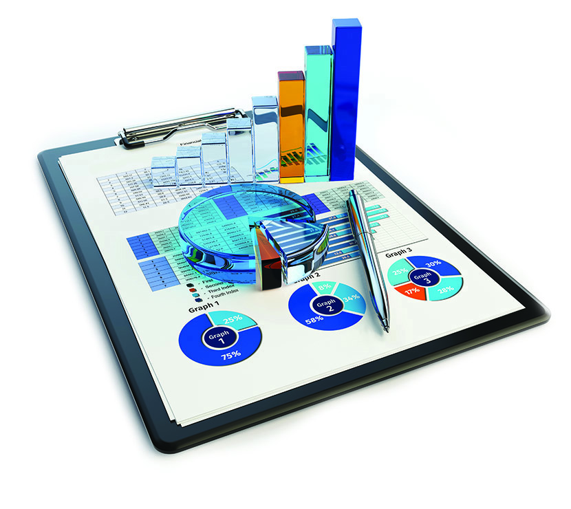 Image of a clipboard and paper displaying various 3D graphs