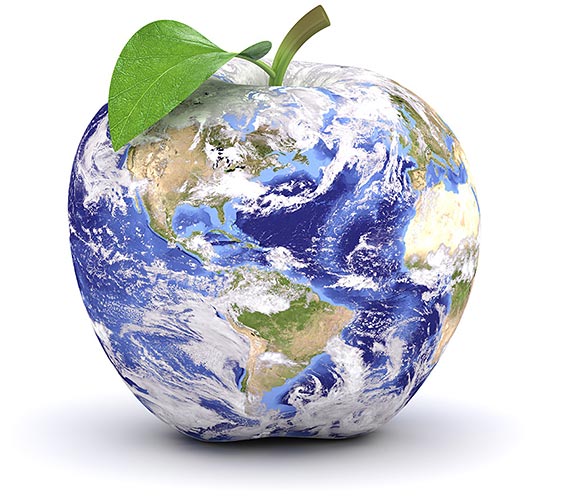 Image of the Earth in the shape of an apple