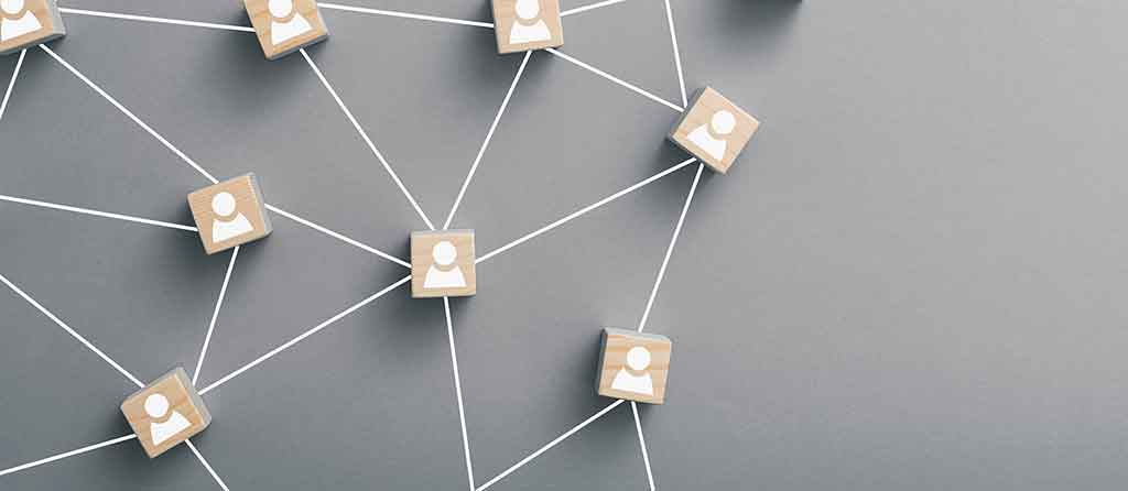Image of a network of lines connecting pictures of avatars