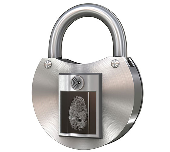 Image of a lock inscribed with a fingerprint