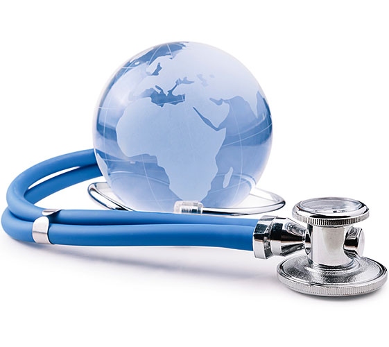Image of the globe and a stethoscope