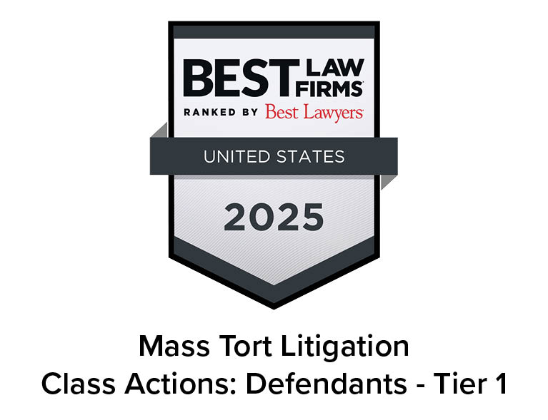 Best Lawyers Best Law Firms 2025 Badge, mass tort litigation, class actions - defendants