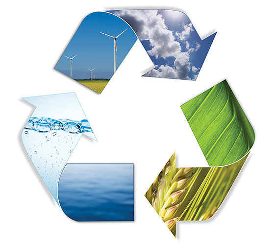 Image of a recycling symbol showing various forms of nature